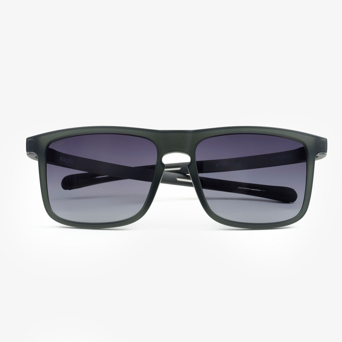 Block Gravel — gafas de sol rectangulares anchas de Sajú en TR90 negro grava con sistema Grip