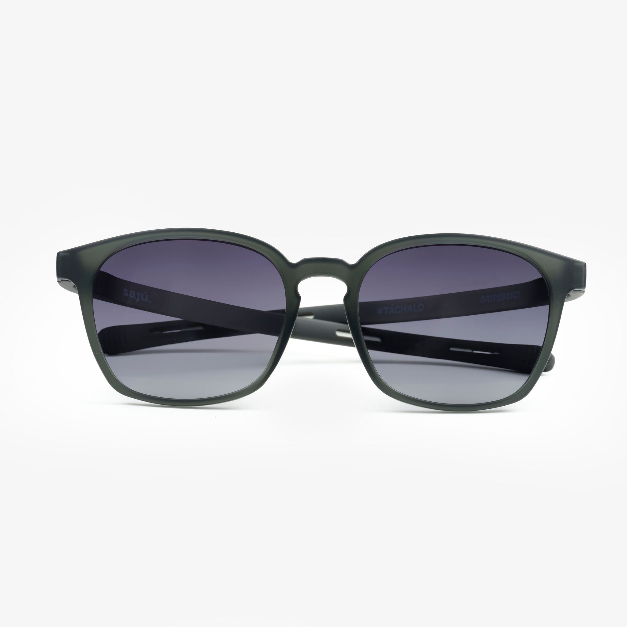 Canopy Gravel — gafas de sol cuadradas de Sajú en TR90 negro grava con sistema Grip