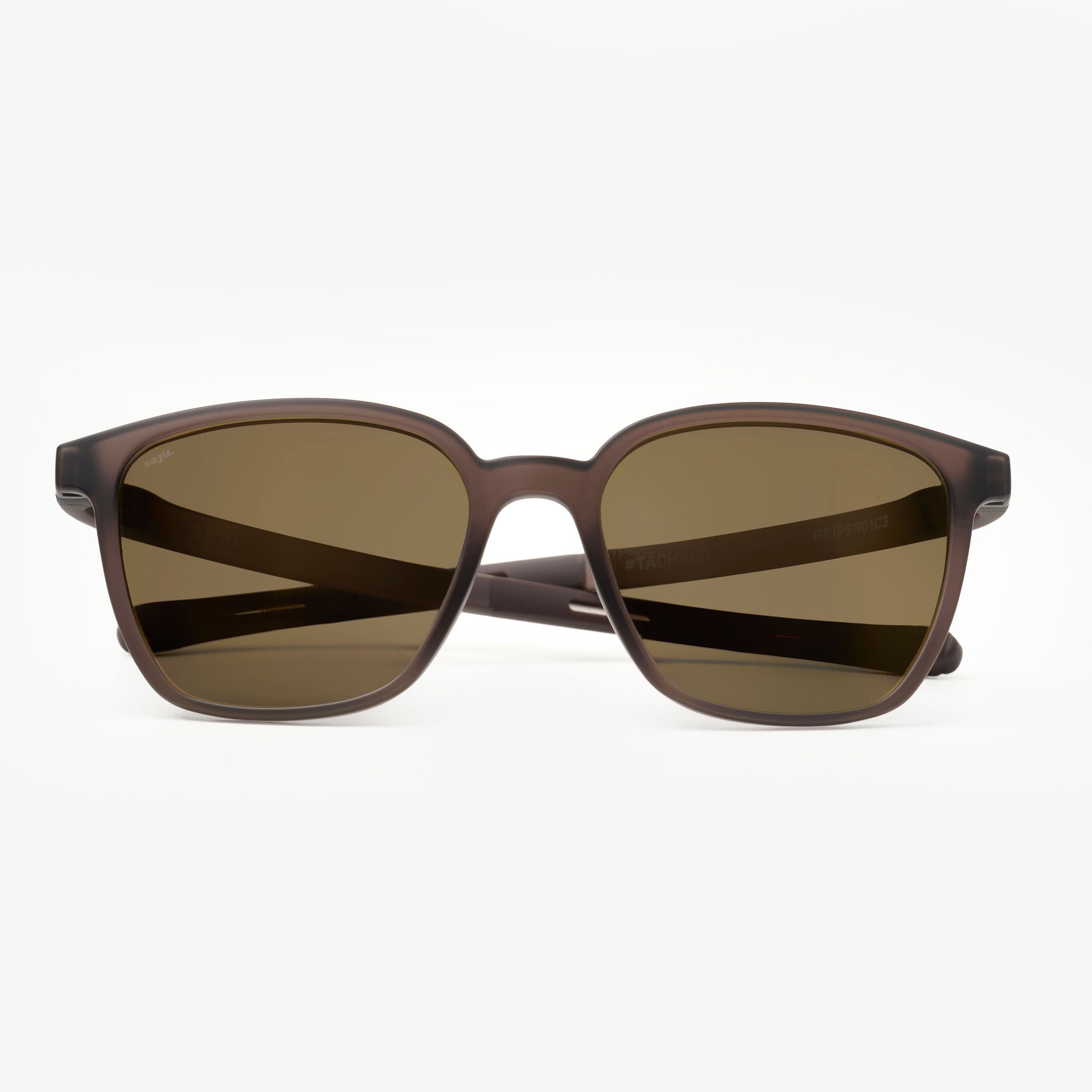 Cumbre Mole — gafas de sol cuadradas compactas de Sajú en TR90 café oscuro con sistema Grip
