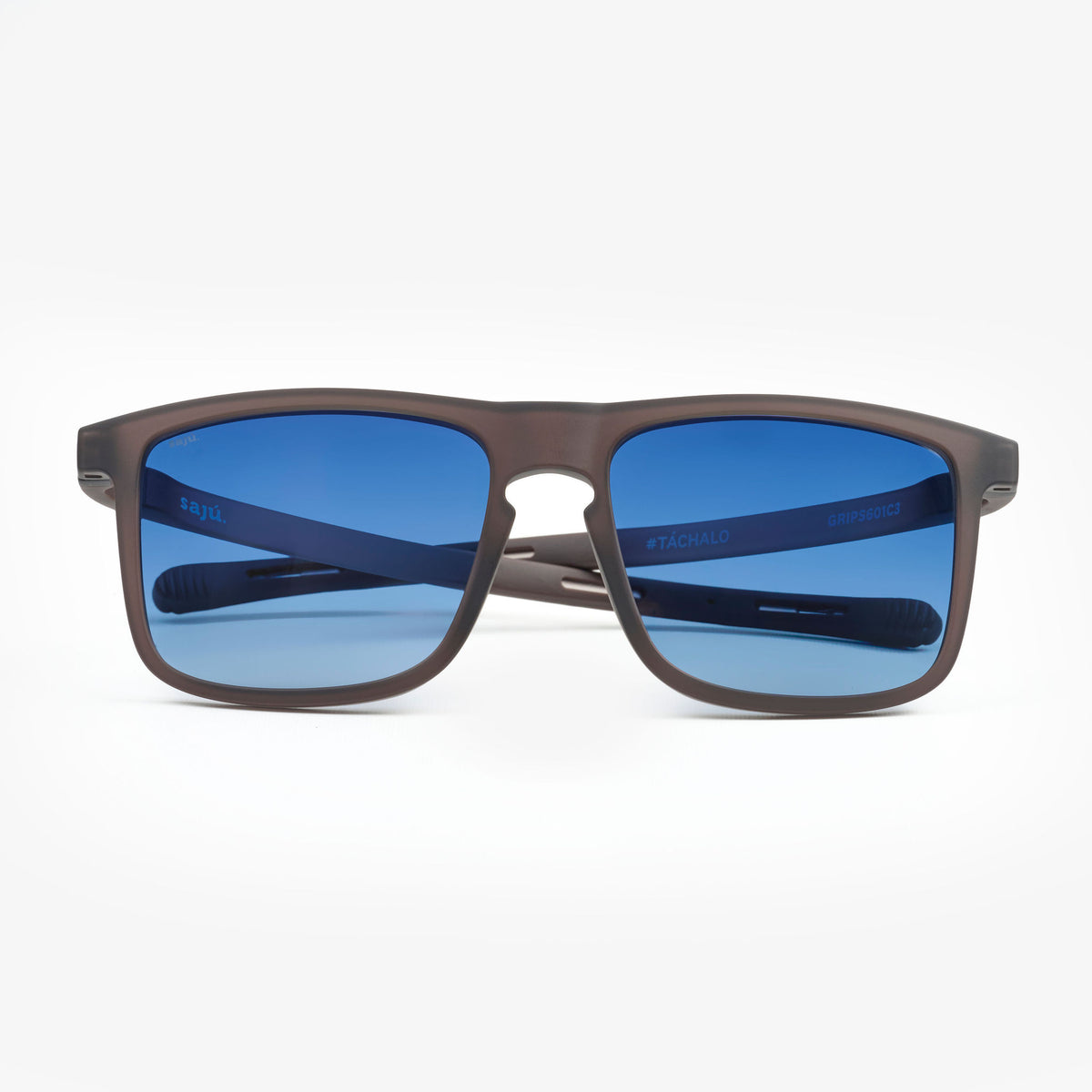 Block Mole — gafas de sol rectangulares anchas de Sajú en TR90 café oscuro con sistema Grip