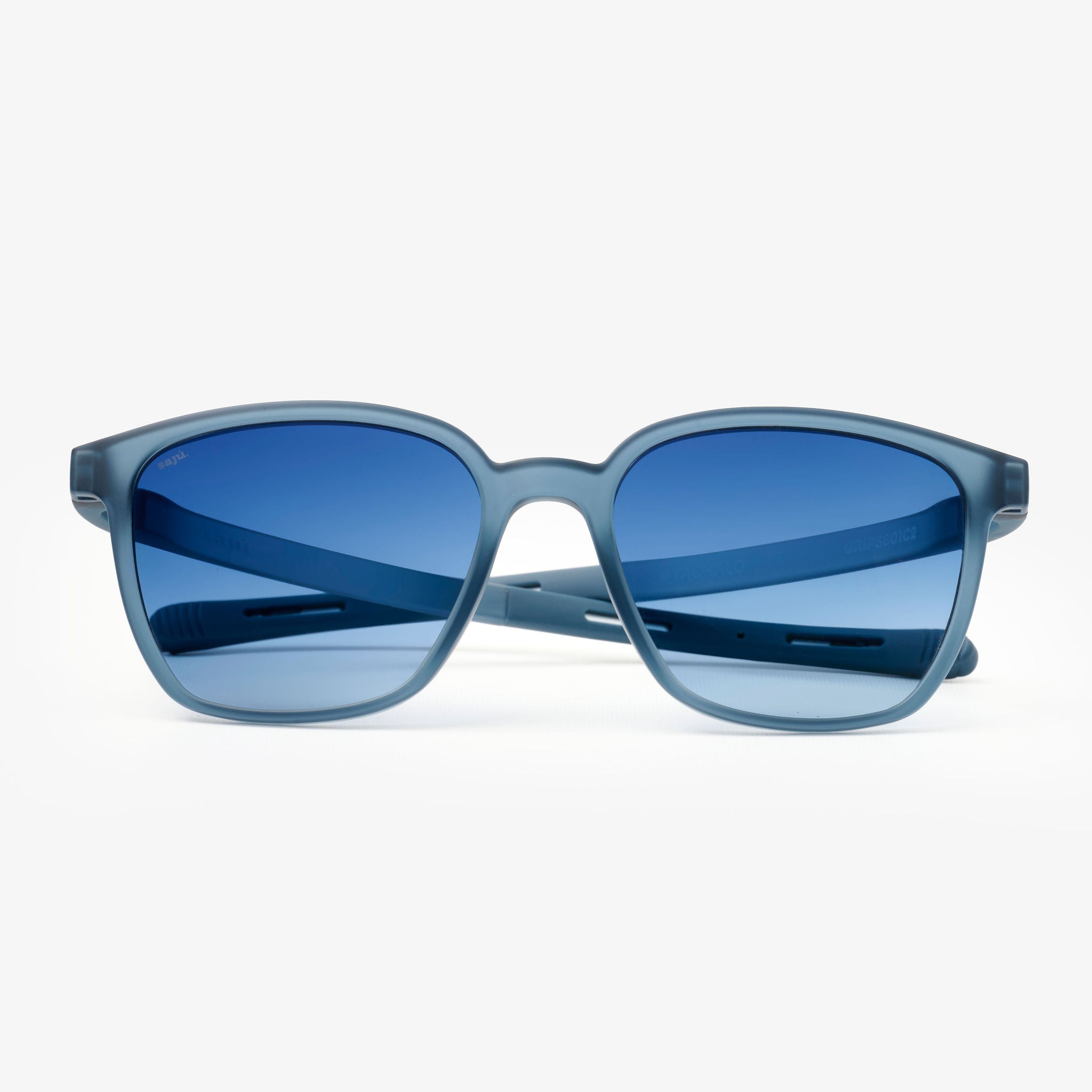 Cumbre Denim — gafas de sol cuadradas compactas de Sajú en TR90 azul denim con sistema Grip