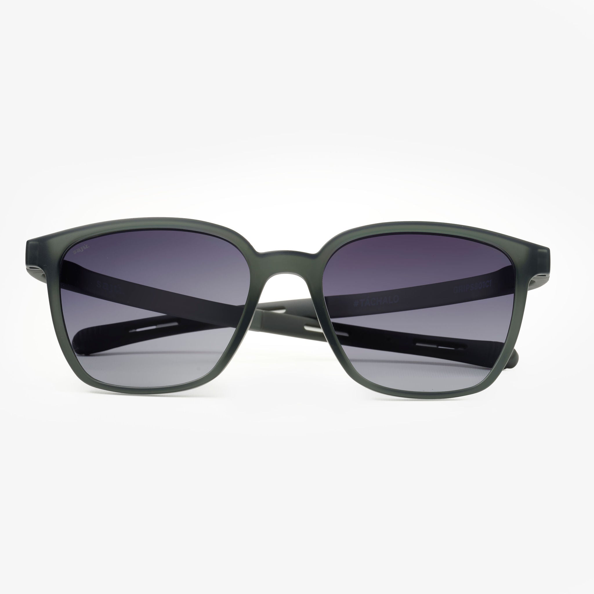 Cumbre Gravel — gafas de sol cuadradas compactas de Sajú en TR90 negro grava con sistema Grip